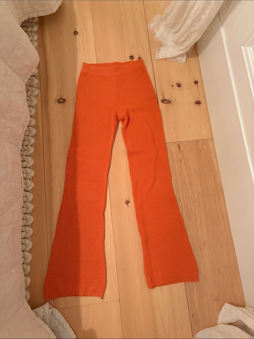 Lovers + Friends Bright Orange Knit Flare Leggings